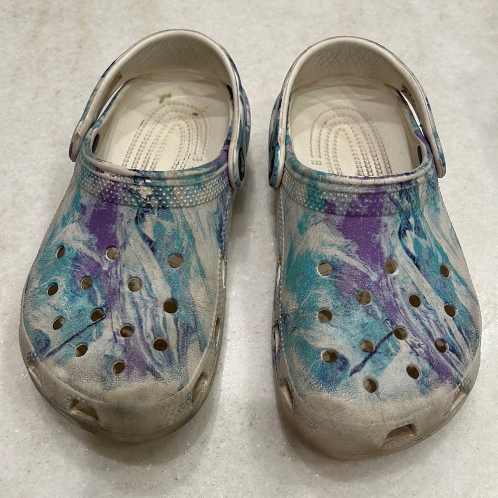 Kids crock J1 white blue purple unisex